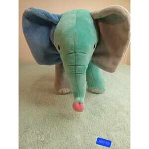 Elephant Plush Stuffed Animal Toy Blue Multi Color Kohls 10" inc